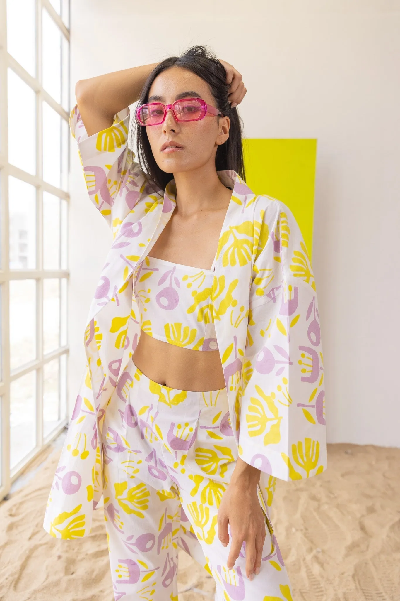 Lemon-rose 3 piece Co-ord Set