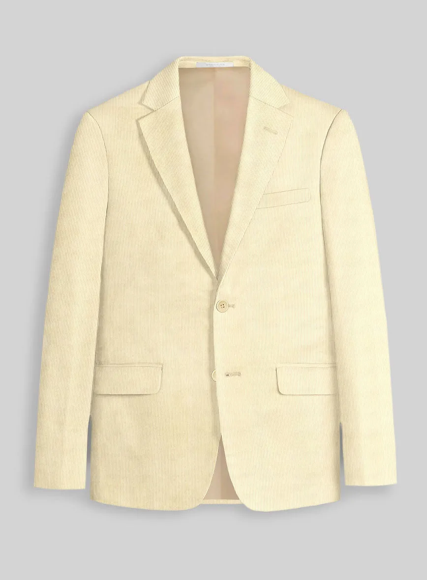 Light Beige Stretch Pin Corduroy Jacket