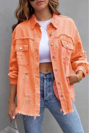 Like A Charm Denim Shacket Orange