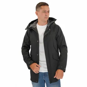 M&S Mac Raincoat Cotton Blend Hooded Black