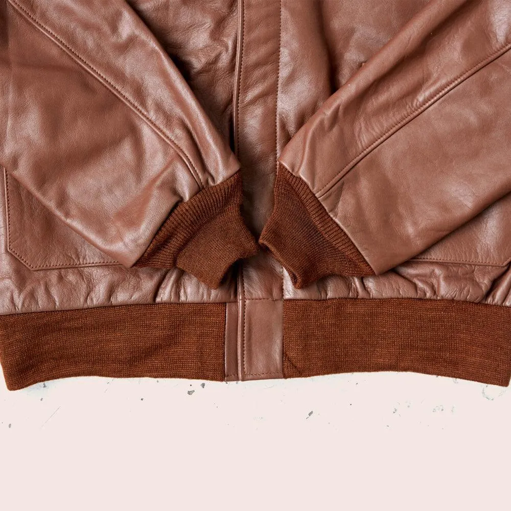 Men's Classic Brown A2 Leather Bomber Jacket