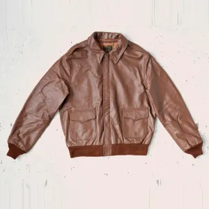 Men's Classic Brown A2 Leather Bomber Jacket