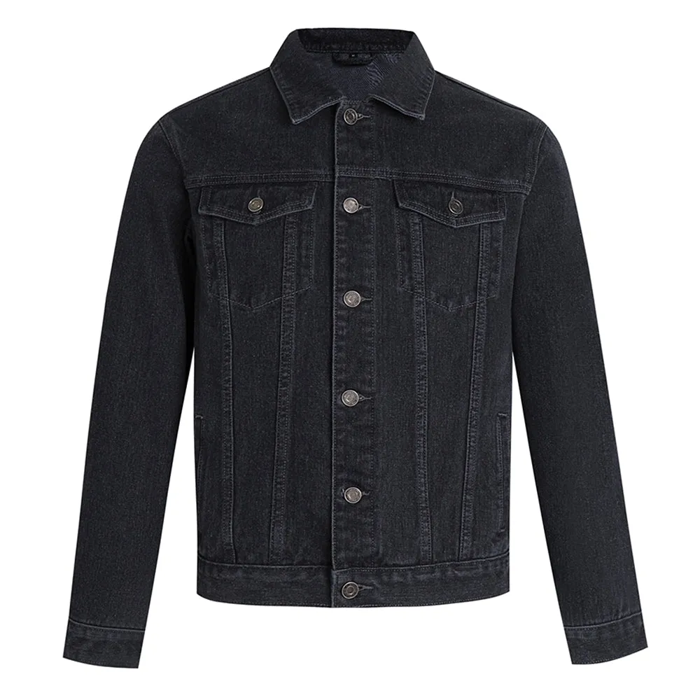 Mens Cool Motorcycle Graphic Button Up Denim Jacket