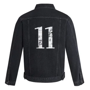 Mens Lucky Number 11 Graphic Button Up Denim Jacket