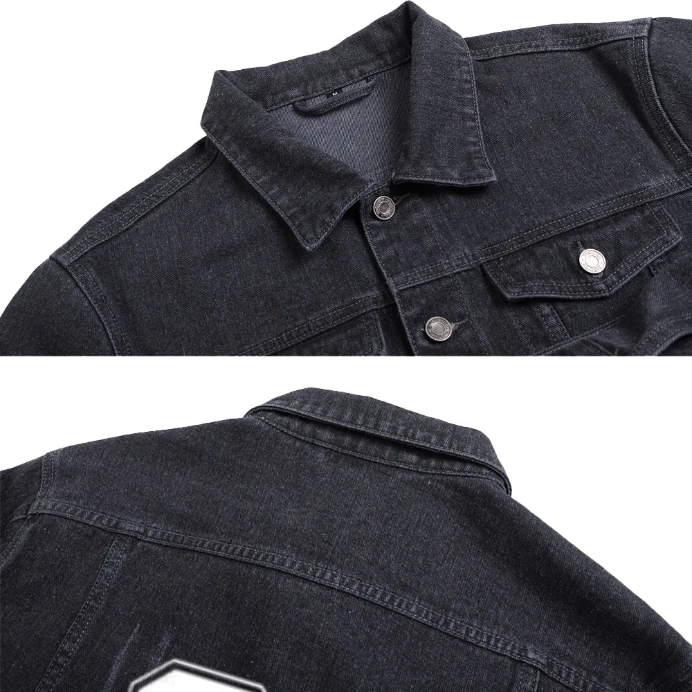 Mens Lucky Number 20 Graphic Button Up Denim Jacket