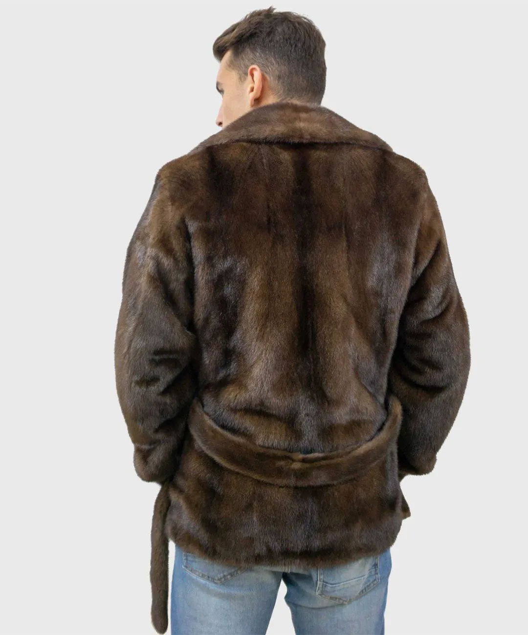 Men’s Pre-Owned Brown Robed Mink Fur Jacket