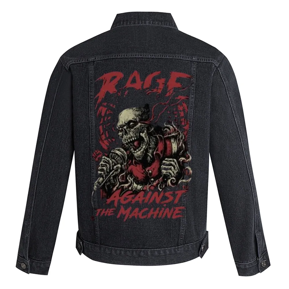 Mens Rage Against The Machine Graphic Button Up Denim Jacket