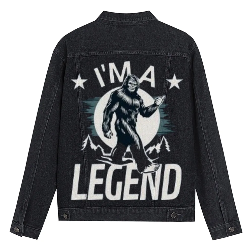 Mens Vintage I AM A LEGEND Graphic Denim Jacket