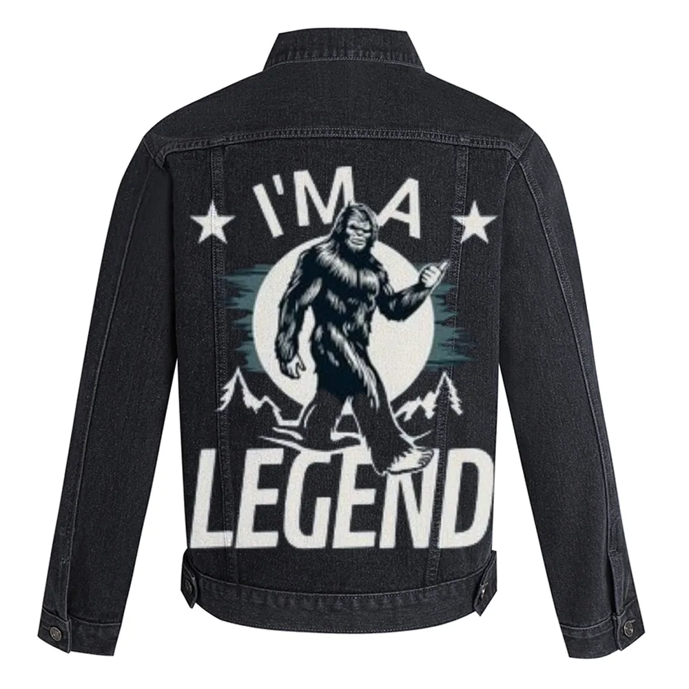 Mens Vintage I AM A LEGEND Graphic Denim Jacket