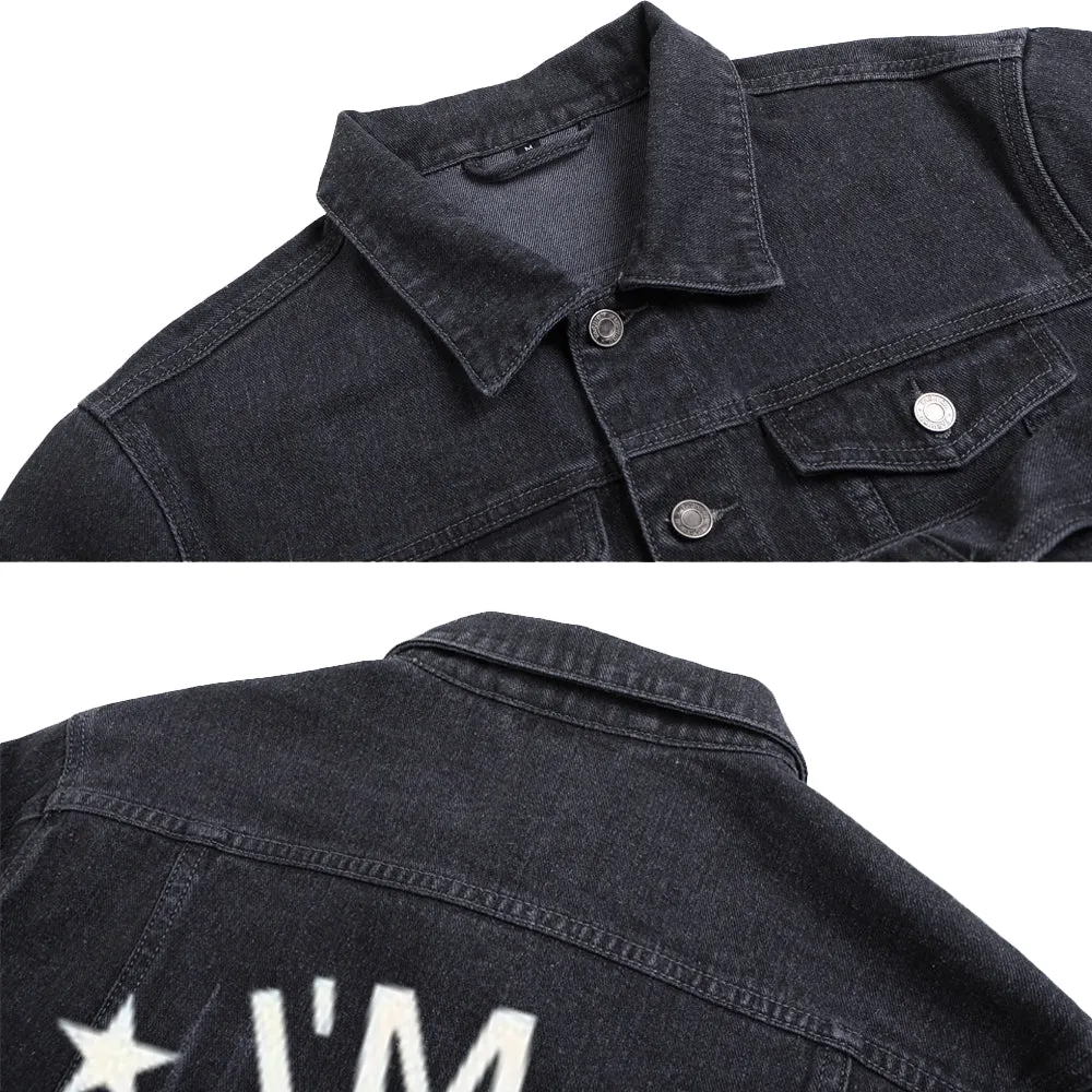 Mens Vintage I AM A LEGEND Graphic Denim Jacket