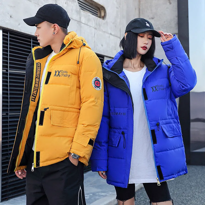 Moose Knuckle Style Down Jacket Down Cotton-Padded Clothes Couple Wear Fashion All-Matching S Loose Thick Warm Cotton Coat Women