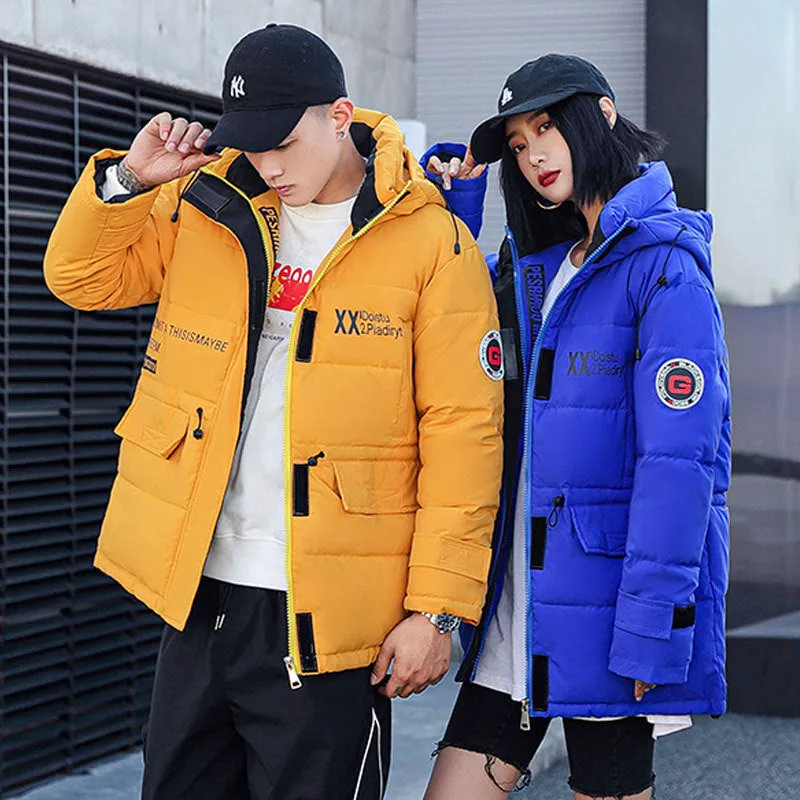 Moose Knuckle Style Down Jacket Down Cotton-Padded Clothes Couple Wear Fashion All-Matching S Loose Thick Warm Cotton Coat Women