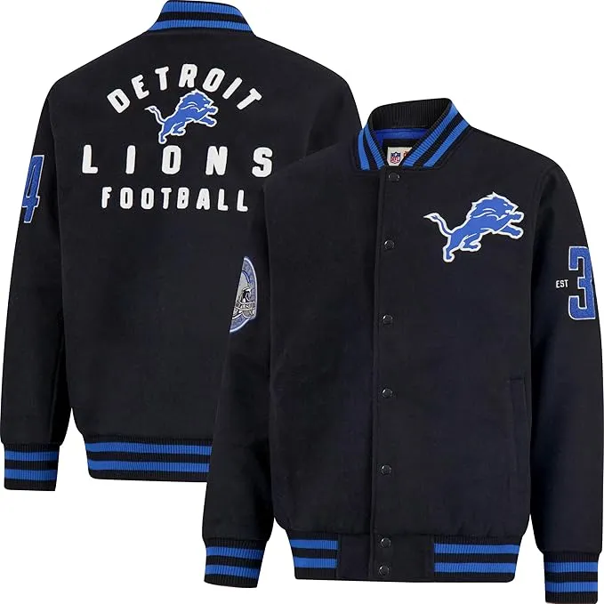 NFL Official Adults Classic Varsity Coaches Jacket Coat - Unisex|Detroit Lions