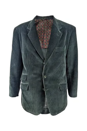 Oliver by Valentino Vintage Mens Teal Corduroy Blazer, 1980s