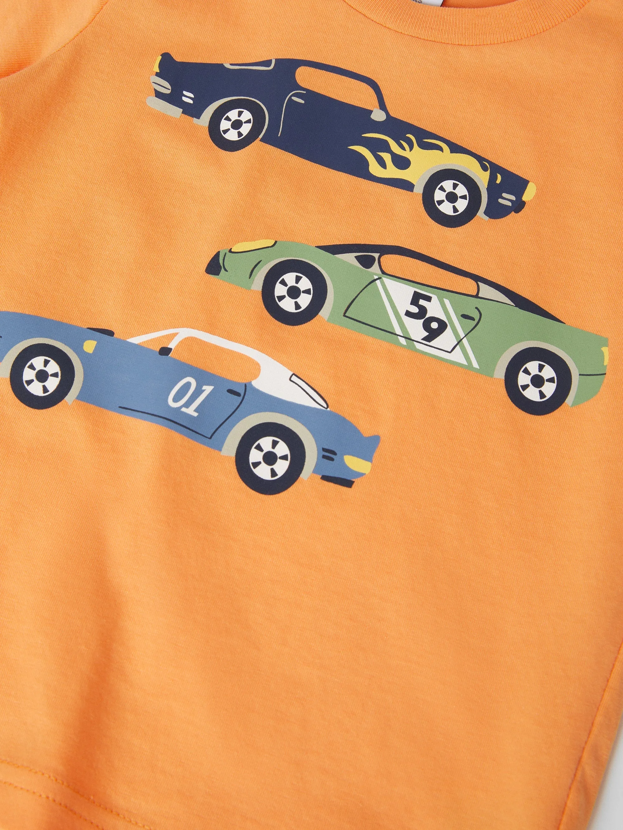 Organic Cotton Kids Car Print T-shirt