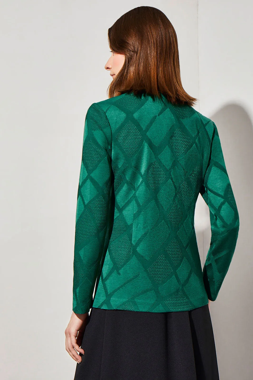 Plus Size Diamond Crosshatch Classic Knit Jacket