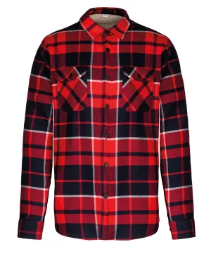 Red/Navy - Sherpa-lined checked shirt jacket