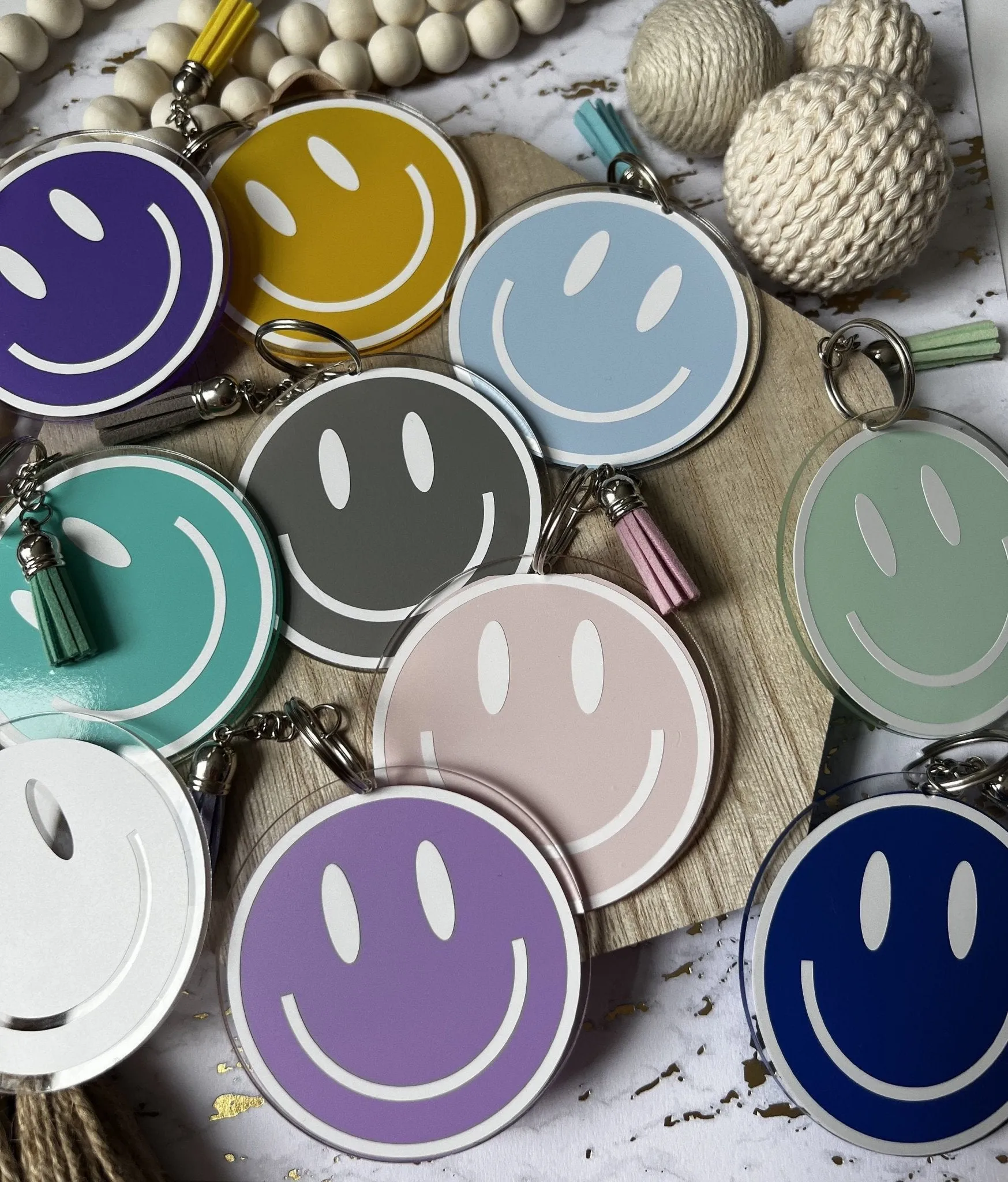 Retro Smiley Acrylic Keychain 3" accessory