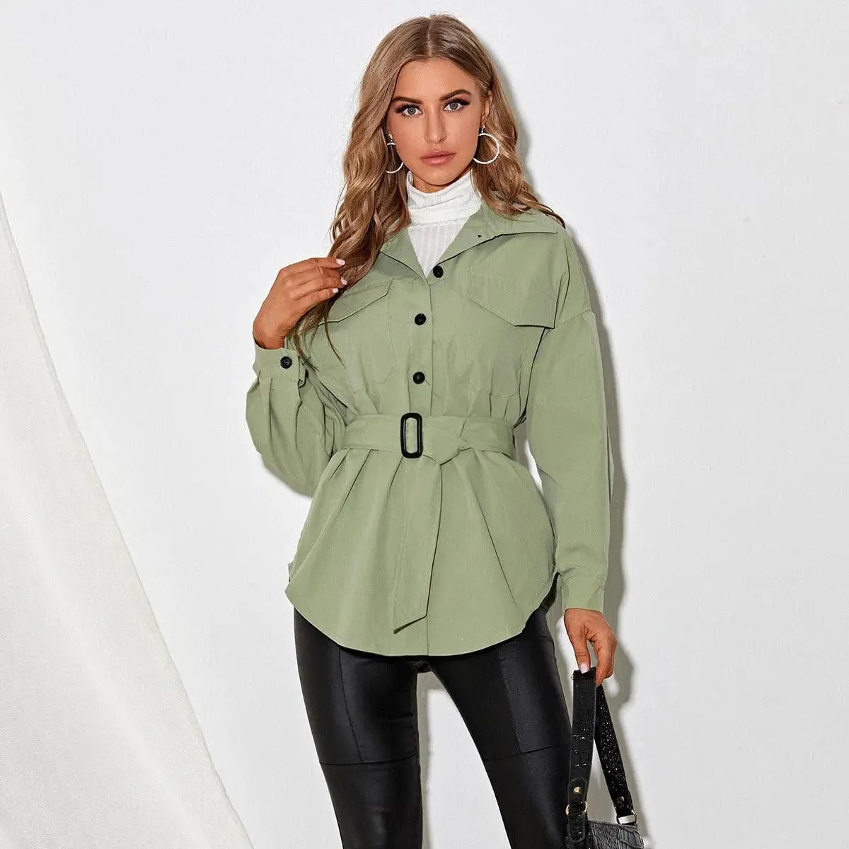 Sage Belted Utility Jacket