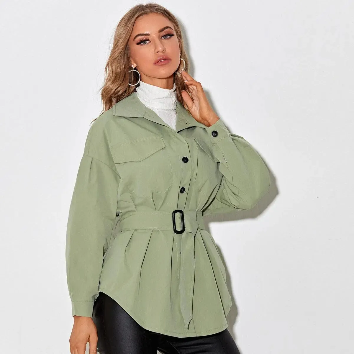 Sage Belted Utility Jacket