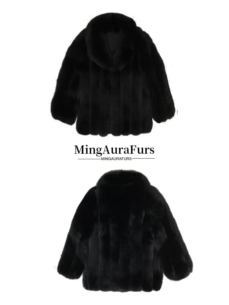 Sophisticated Men's Black Blue Fox Coat M806