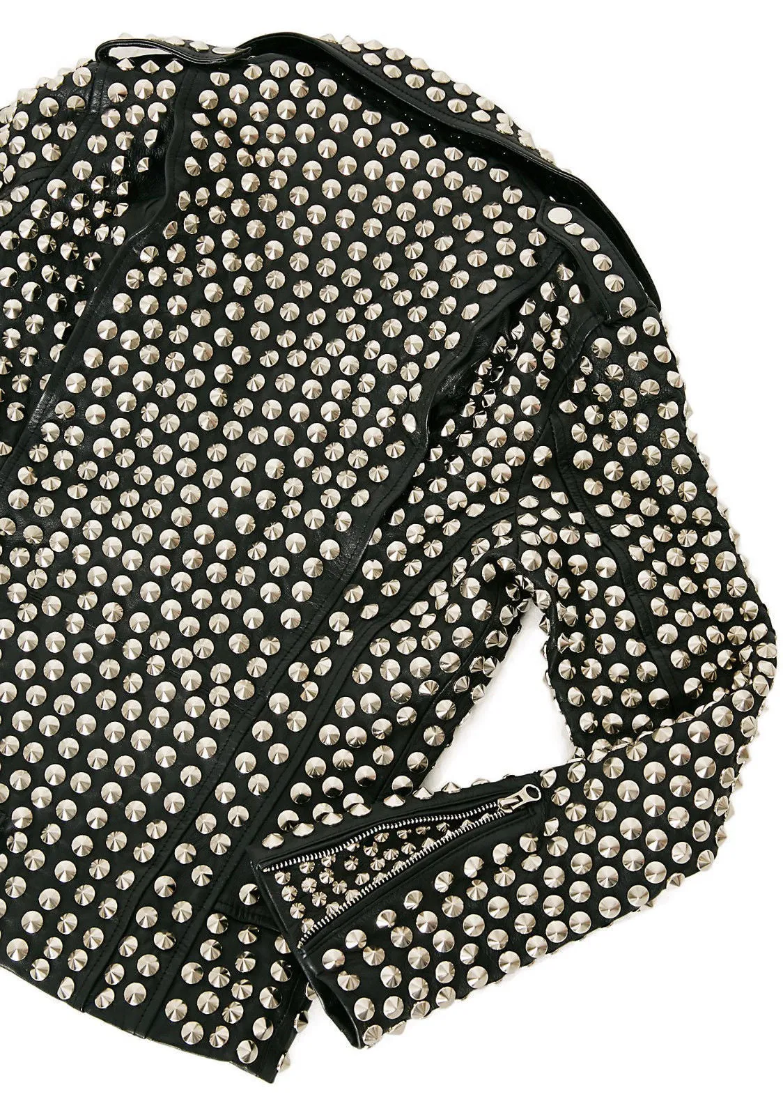 Studded Leather Rock Star Silver Jacket