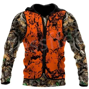 Tessffel 3DPrint Camo Deer Hunting Tattoo Animal Hunter Men/Women NewFashion Jacket Zip Funny Hoodies Long Sleeve Streetwear S14