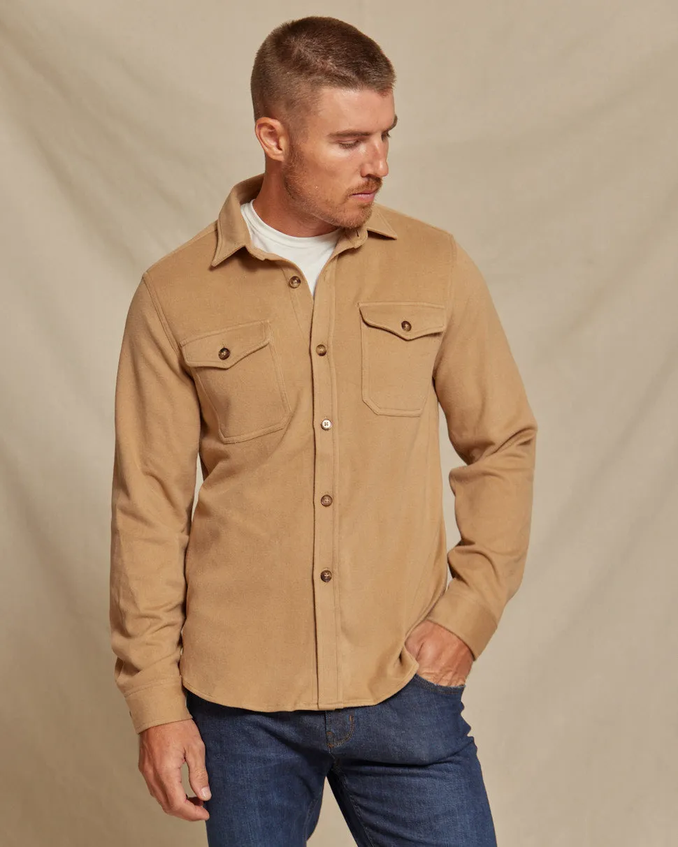 The Connor - Light Weight Wool Tech Shirt Jacket - Camel