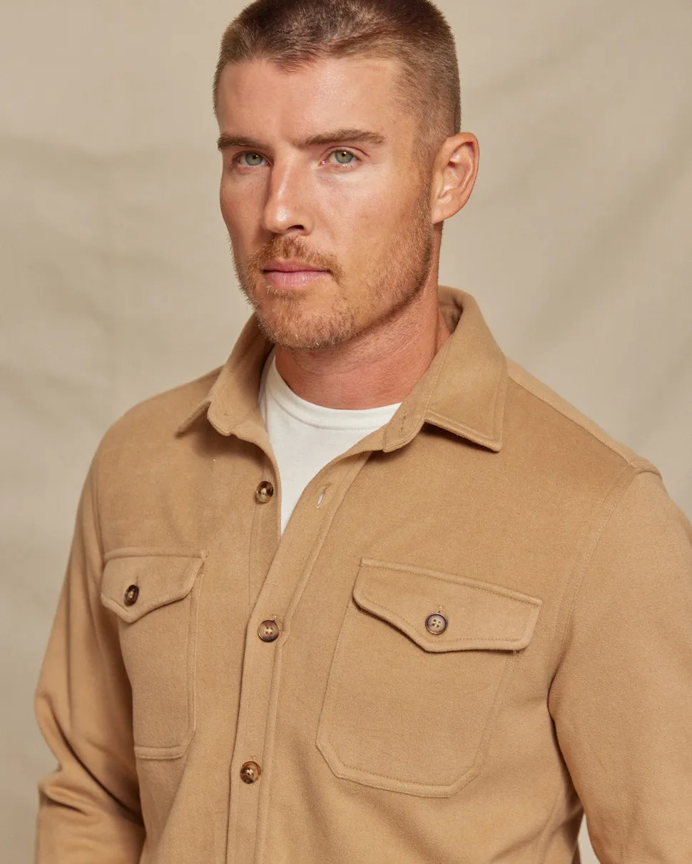 The Connor - Light Weight Wool Tech Shirt Jacket - Camel