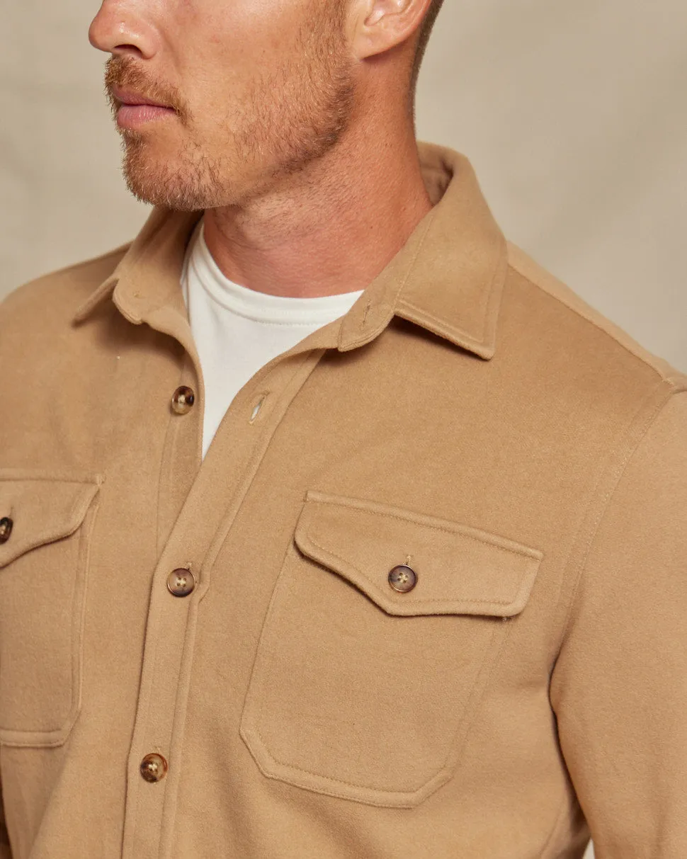 The Connor - Light Weight Wool Tech Shirt Jacket - Camel