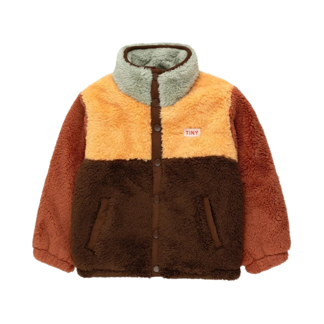 TINYCOTTONS - Color Block Polar Sherpa Jacket - Dark Brown / Soft Yellow