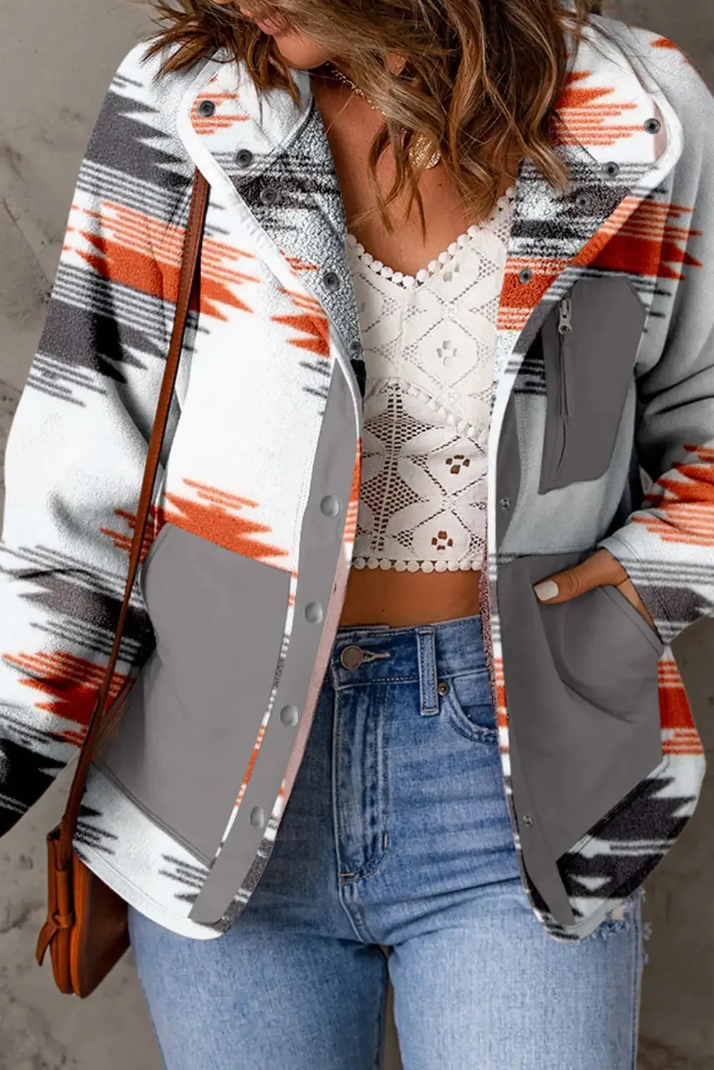 Vibrant Aztec Fleece Patchwork Jacket