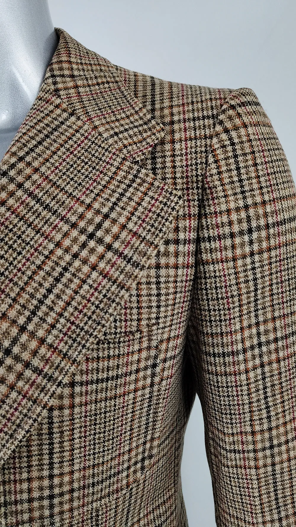 Vintage 70s Mens Wide Lapel Patch Pocket Check Blazer, 1970s