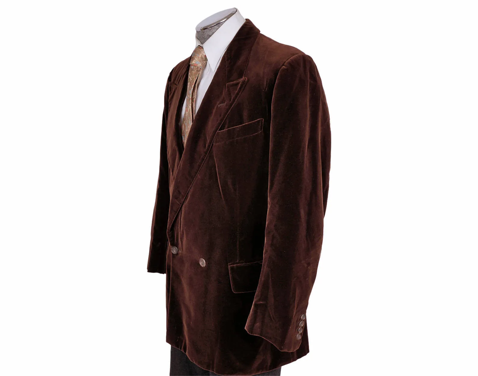 Vintage Norton & Sons Bespoke Savile Row Jacket Brown Velvet Blazer 1970 Large