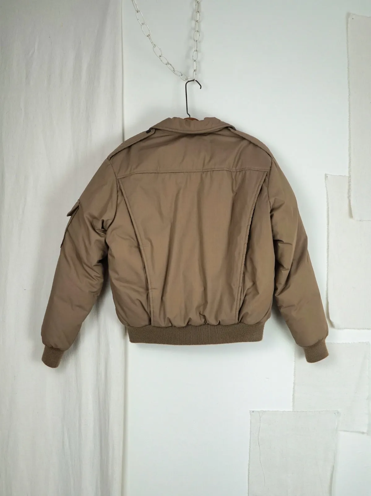 Vintage Nutmeg Down Feather Bomber Jacket