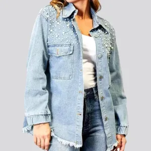 Vintage raw-hem denim jacket for ladies