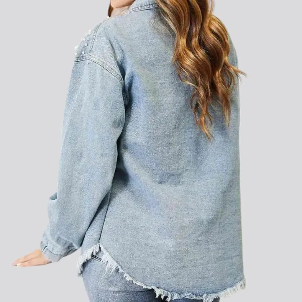 Vintage raw-hem denim jacket for ladies