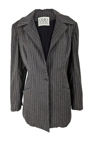 Vintage Womens Androgynous Grey Pinstripe Blazer, 1980s