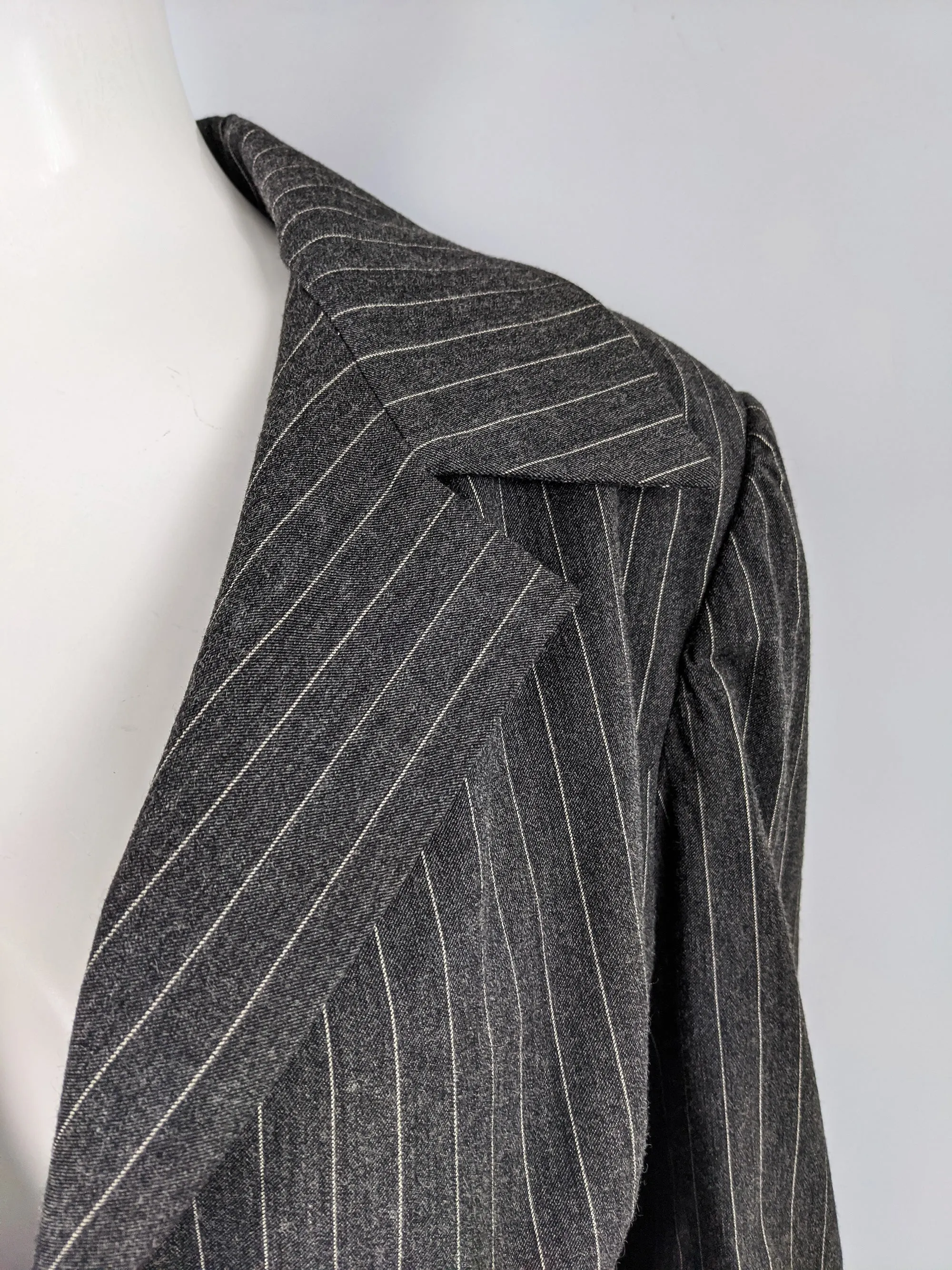 Vintage Womens Androgynous Grey Pinstripe Blazer, 1980s