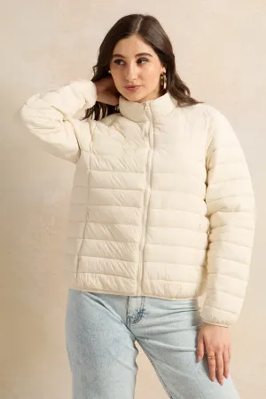 Women Ivory Textured Jacket