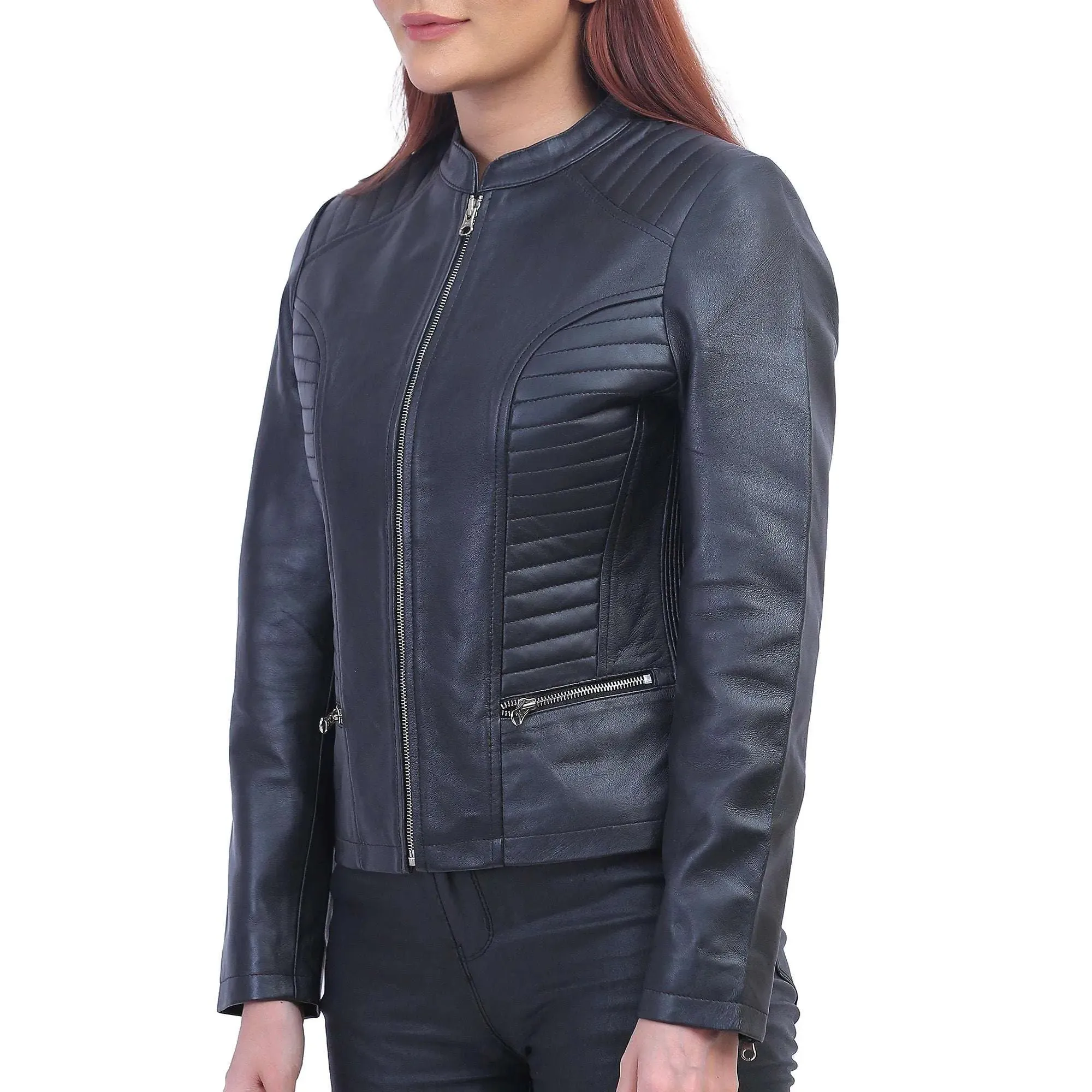 Womens Black Padded Leather Jacket