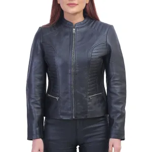 Womens Black Padded Leather Jacket