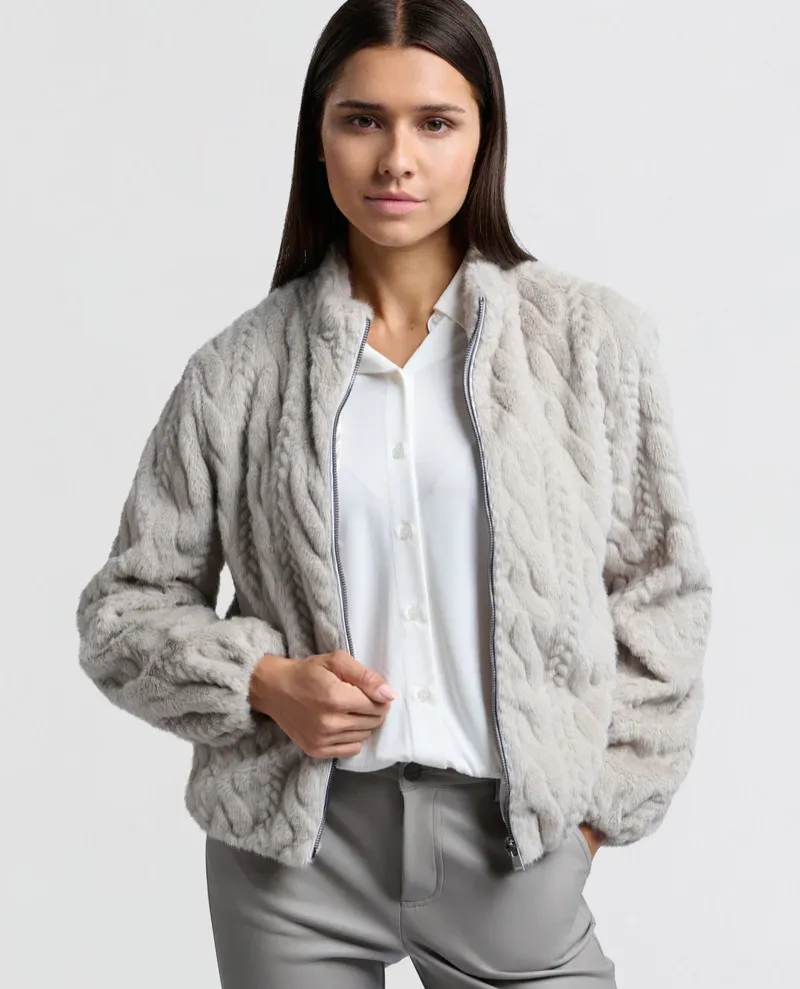 Yaya Medium Grey Short Faux Fur Coat