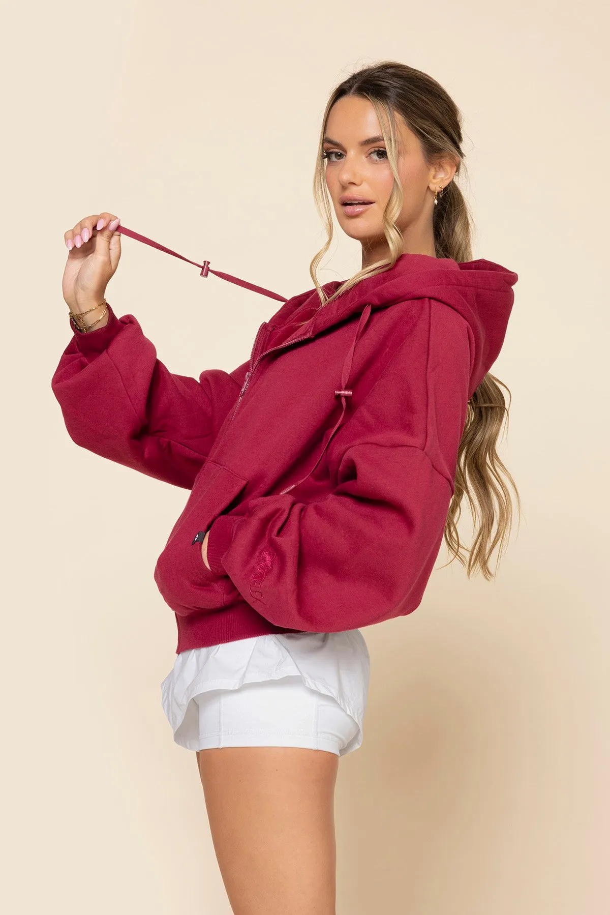 Zip Cloud Hoodie - Ruby