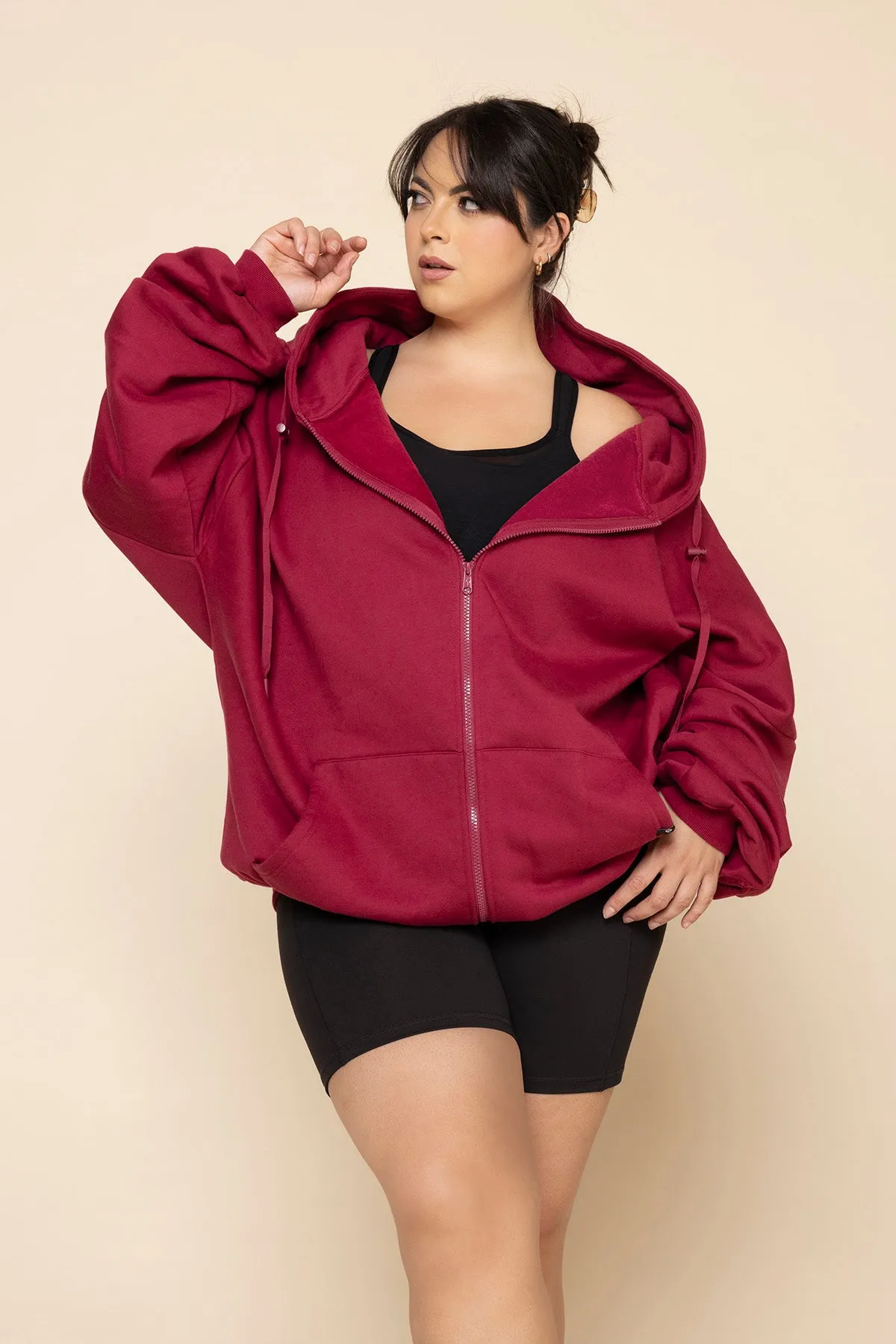 Zip Cloud Hoodie - Ruby